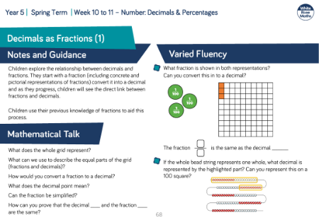 Decimals as Fractions (1): Varied Fluency