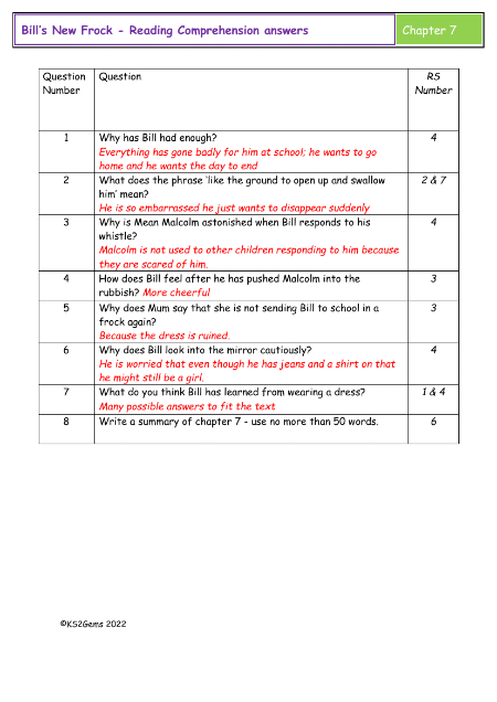 3. Reading Comprehension Answers