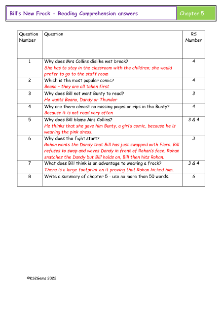 5. Reading Comprehension Answers