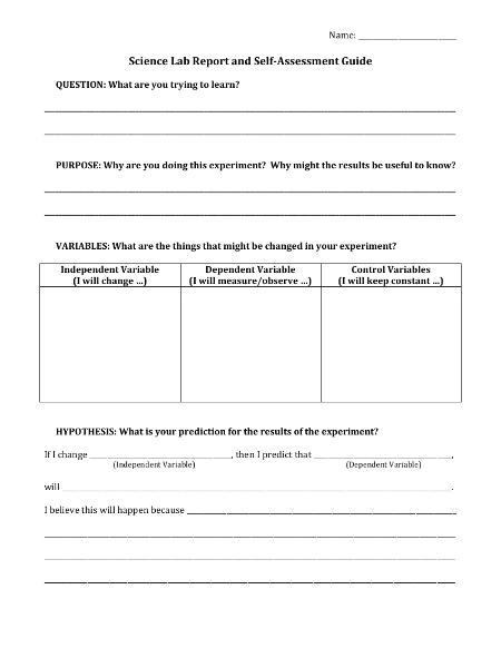 Science Lab Report and Self-Assessment Guide