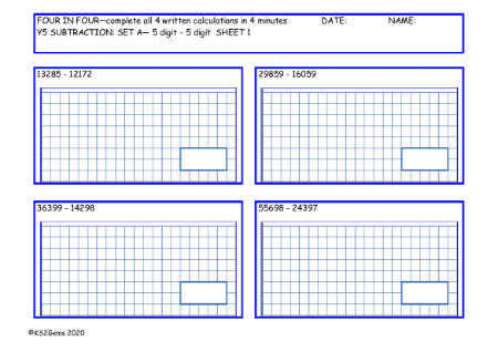 Subtraction Set A - 5d - 5d no exchange