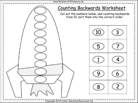 Counting Backwards - Worksheet