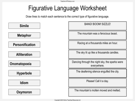 Volcanoes - Unit 3 - Figurative Language Worksheet