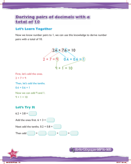 Learn together, Deriving pairs of decimals with a total of 10