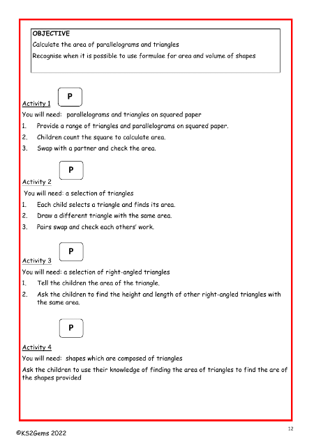 Area of parallelograms and triangles worksheet