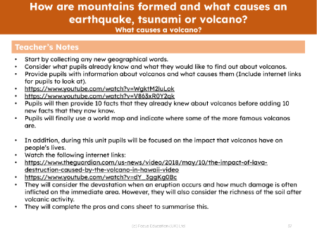 What causes a volcano? - Teacher notes