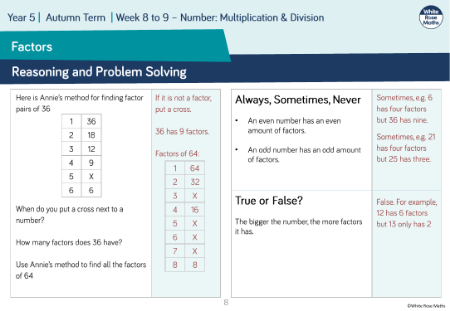 Factors: Reasoning and Problem Solving
