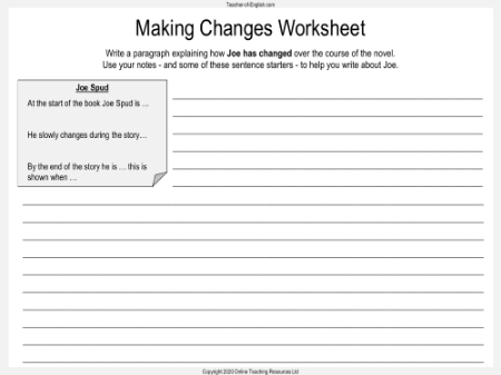 Billionaire Boy - Lesson 11 - Making Changes Paragraph Worksheet