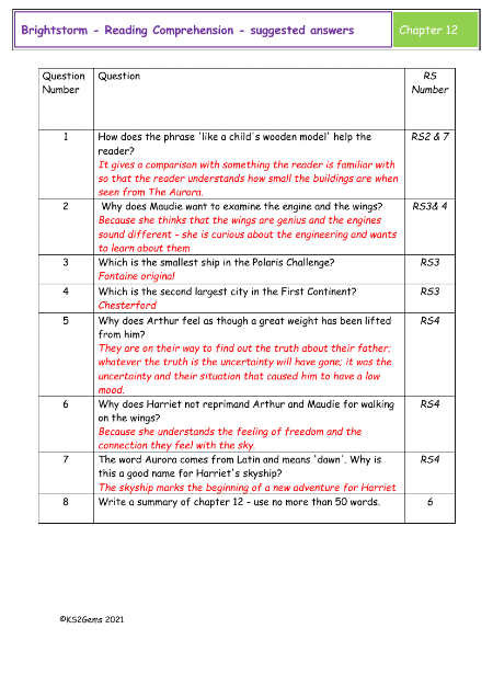 4. Reading Comprehension suggested answers