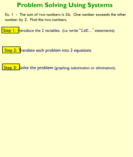 Solving Word Problems Using Linear Systems - Student Presentation