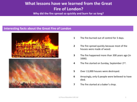 Interesting facts about the great fire of London
