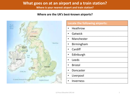 Locate on a map - UK's most well known airports