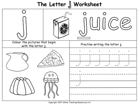 The Letter J - Worksheet