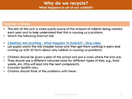 What happens to all of our rubbish? - Teacher's notes
