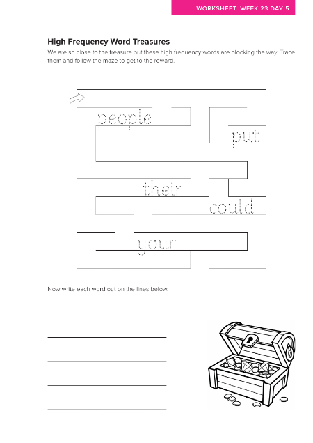 High Frequency Word Treasures activity - Worksheet 