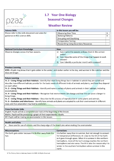 Weather Review - Lesson Plan