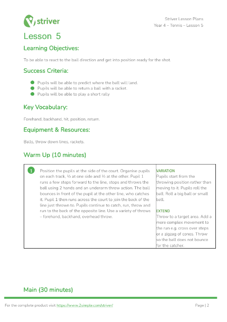 Tennis - Lesson 5