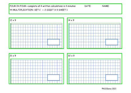  Multiplication Set C 2 digit number x 9