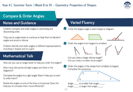 Compare &amp; Order Angles: Varied Fluency