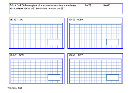 Subtraction Set D- 5d - 4d no exchange