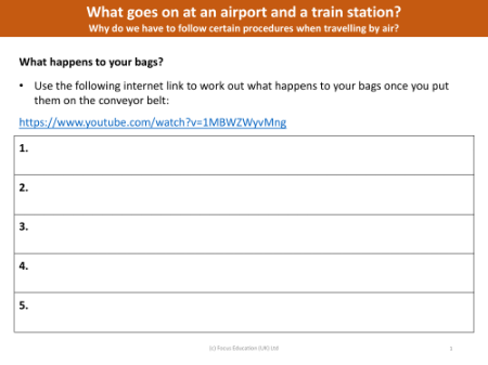 What happens to your bags at the airport? - Note sheet