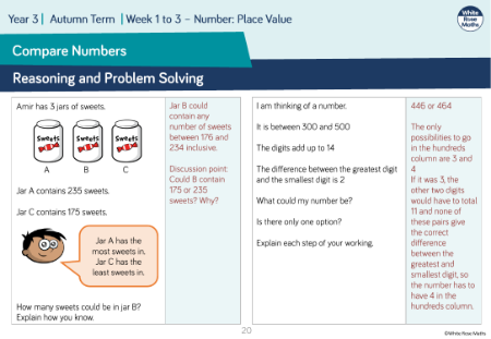 Compare numbers to 1,000: Reasoning and Problem Solving