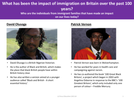 David Olusoga and Patrick Vernon - Info sheet