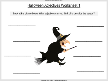 Halloween Adjectives - Worksheet