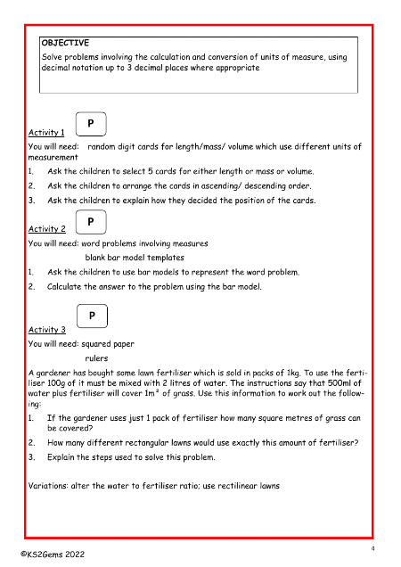 Solve problems with unit conversion worksheet