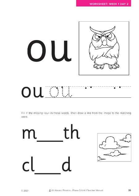 "ou" grapheme letter formation activity - Worksheet 