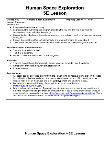 Human Space Exploration - Teaching Timeline