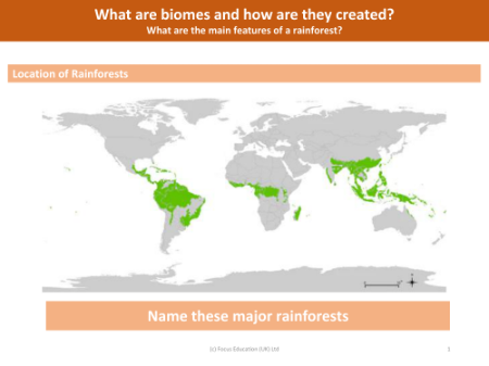 Name these major rainforests - Worksheet