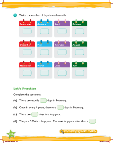 Max Maths, Year 3, Try it, Months of the year (2)