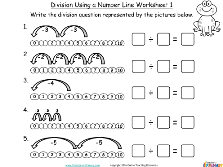 Number Line Division - Worksheet