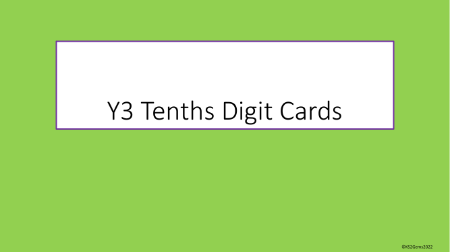 Tenths Digit Cards