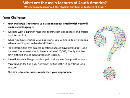 Create 15 questions about Brazil - Challenge