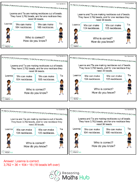 Divide Numbers up to 4 Digits by a Two-Digit Whole Number Using the Formal Written Method of Long Division 4 - Reasoning