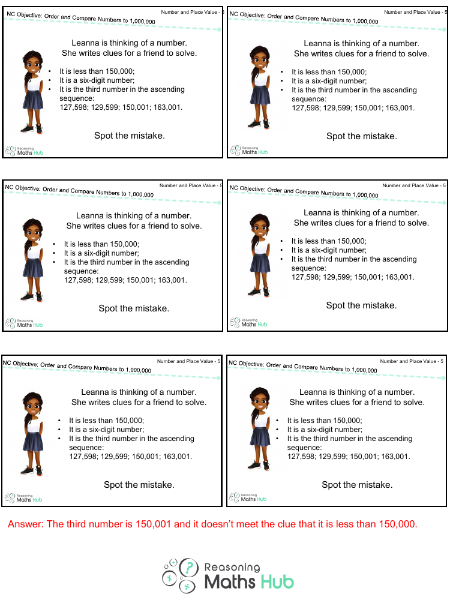 Compare and Order Numbers to at least 1,000,000 7 - Reasoning