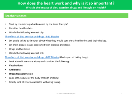 What is the impact of diet, exercise, drugs and lifestyle on health? - Teacher notes