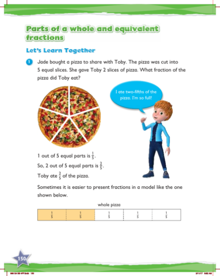 Max Maths, Year 4, Learn together, Parts of a whole and equivalent fractions (1)