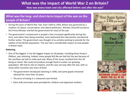 Long-term and short-term impact of the war on Britain - Info sheet