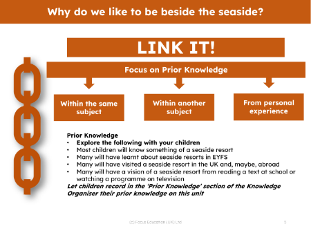 Link it! Prior knowledge - Seaside study - 1st Grade