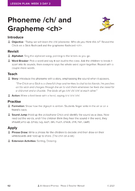 Phoneme "ch" and Grapheme "ch" - Lesson plan 