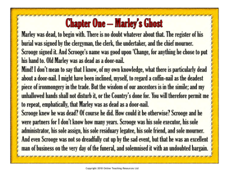 A Christmas Carol - Lesson 3 - Marley's Ghost Worksheet