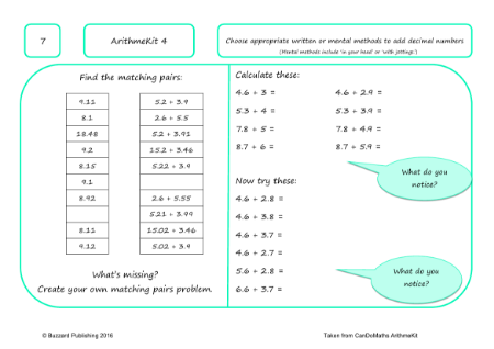 Choose appropriate written or mental methods to add decimals