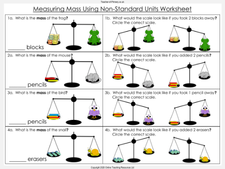 Measuring Mass Using Non-Standard Units - Worksheet