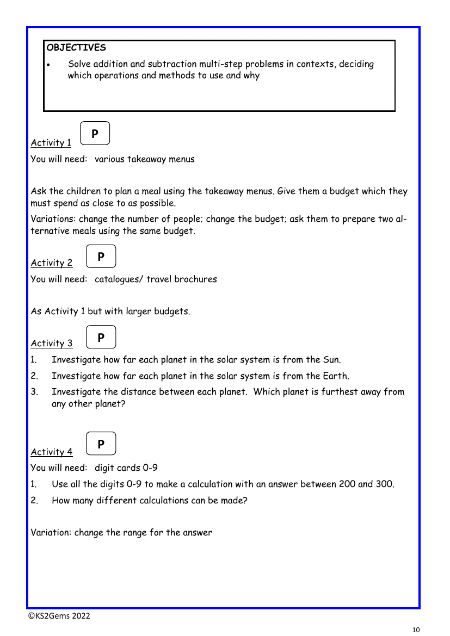 Addition and Subtraction multi-step problems worksheet
