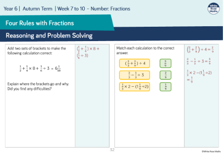 Four rules with fractions: Reasoning and Problem Solving