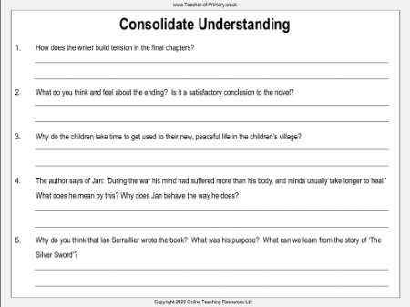 Consolidate Understanding Worksheet