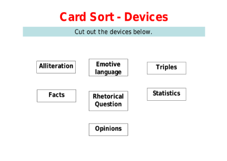Writing to Persuade - Lesson 6 - Card Sort Worksheet